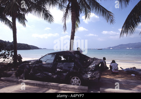 Ville de plage de Phuket après le tsunami destruction Banque D'Images