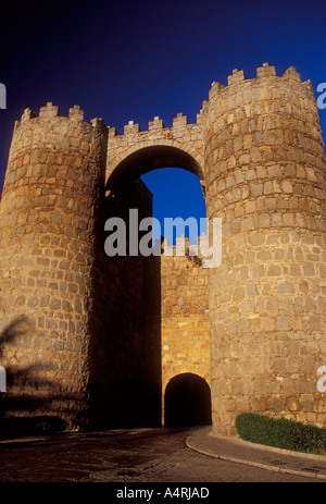 Puerta de San Vicente, San Vicente, porte de ville fortifiée médiévale, ville d'avila, Avila province, Castille et Leon, Espagne, Europe Banque D'Images