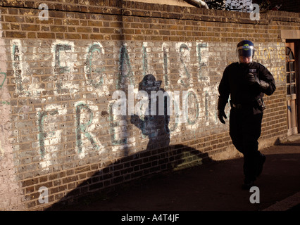 La police anti-émeute et les huissiers d'expulser les squatters dans 21 maisons de St Agnes Lieu Kennington le sud de Londres après 30 ans accroupis Banque D'Images