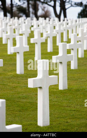 Au cimetière militaire américain de Coleville-sur-Mer, Normandie, France Banque D'Images