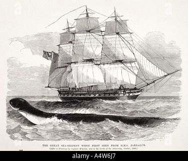 Serpent de mer légende mythe animal mammifère marin folklore monster serpent voile nautique navire imagination créature disparue enalios Banque D'Images