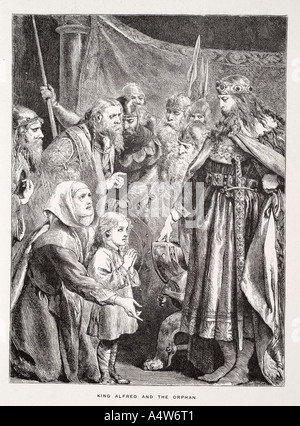 Le roi Alfred orphan Anglo saxon court femme enfant soldat hommes monarque royal guard Angleterre Anglais regal juge décide de choisir Banque D'Images