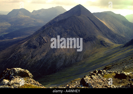 Beinn Dearg Mhor de Glamaig. Western Red Hills, Strathaird, île de Skye, Écosse, Hébrides intérieures, le Royaume-Uni, l'Europe. Banque D'Images