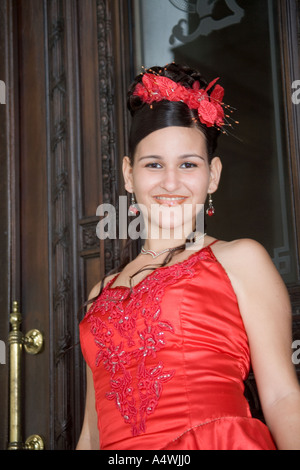 Jeune fille cubaine à la Habana Viejo,La Havane, Cuba Banque D'Images