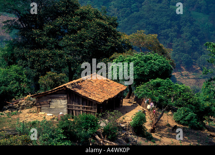 Maison d'accueil de la famille guatémaltèque terres Terres agricoles ferme périphérie, Salama, Baja Verapaz, Guatemala Ministère Banque D'Images