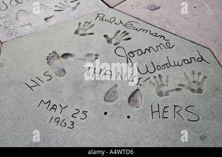 Pied et palmaires de mari et femme stars, Joanne Woodward et Paul Newman sur Hollywood Boulevard Banque D'Images