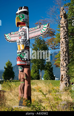 Les totems, Stanley Park, Vancouver, British Columbia, Canada Banque D'Images