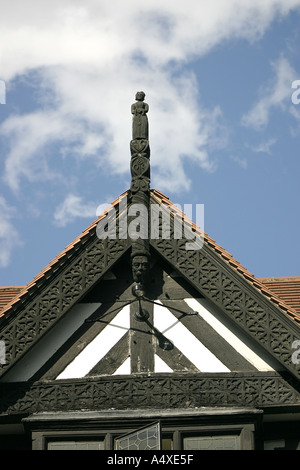 Détail du pignon à cadre en bois bâtiments sur Shoplatch Shrewsbury Shropshire UK Banque D'Images