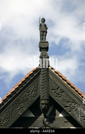 Détail du pignon à cadre en bois bâtiments sur Shoplatch Shrewsbury Shropshire UK Banque D'Images