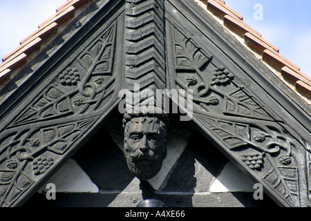 Détail du pignon à cadre en bois bâtiments sur Shoplatch Shrewsbury Shropshire UK Banque D'Images