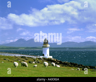 Fr - HÉBRIDES intérieures : un Rubh Duin Phare sur Islay avec Paps of Jura en arrière-plan Banque D'Images