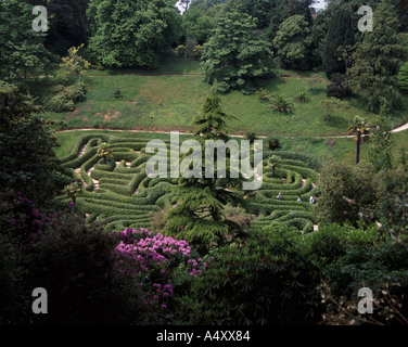 Regarder sur le labyrinthe de Mawnan Smith à Cornwall Banque D'Images