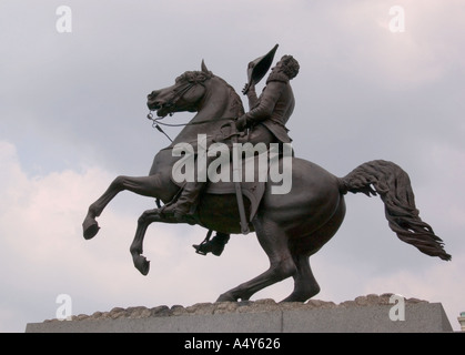 Statue équestre d'Andrew Jackson dans l'historique Jackson Square, la Nouvelle-Orléans, Louisiane, États-Unis. Banque D'Images