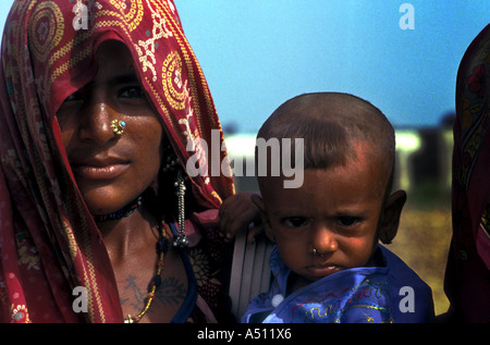 Rabari familles tribales Rajasthan Inde Banque D'Images