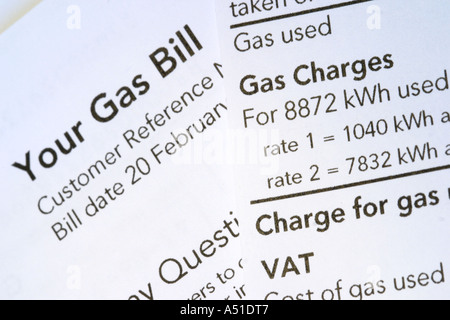 Facture de gaz Banque D'Images