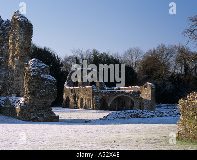 Abbaye de Waverley English Heritage Building dans la neige. Farnham Surrey England UK Grande-Bretagne Banque D'Images