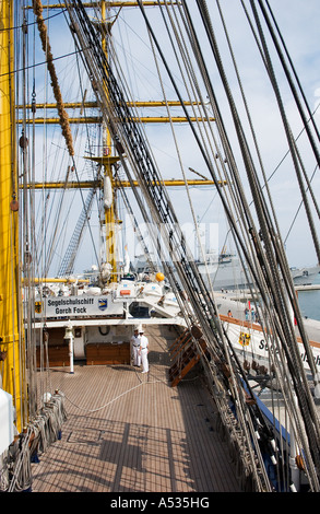 Pont du grand voilier allemand Gorch Fock Banque D'Images