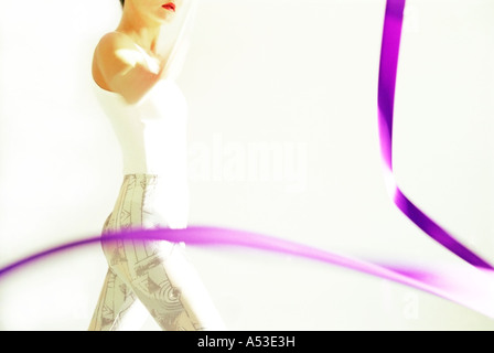 Image paysage couleur de la gymnaste rythmique. Banque D'Images