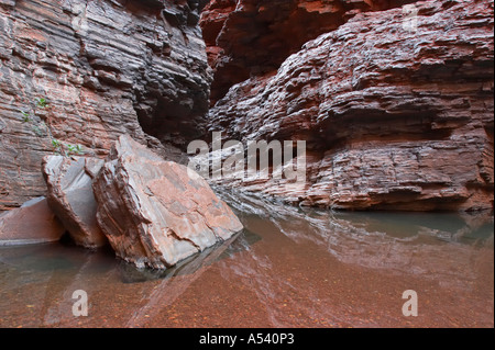 La main courante piscine dans le parc national de Karijini Gorge Weano région de Pilbara en Australie-Occidentale WA Banque D'Images