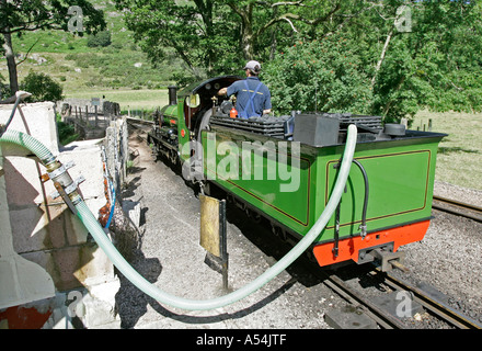 Dalegarth pour stand (Boot), GBR, 20. Août 2005 - locomotive à vapeur du fer sur station Dalegarth Holmrook pour stand dans la Banque D'Images