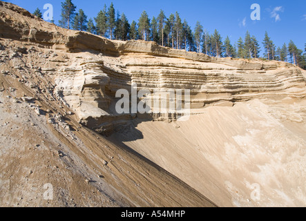 Mur de sable sur une plage de ridge , esker glaciaire , Finlande Banque D'Images