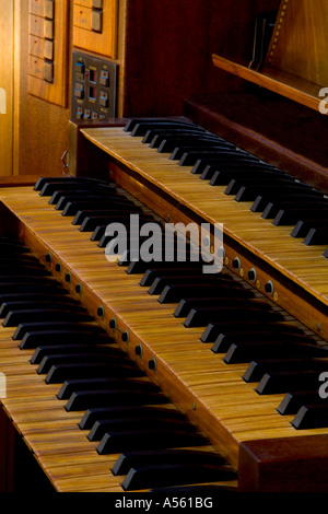 Clavier orgue à tuyaux manuel trois Banque D'Images