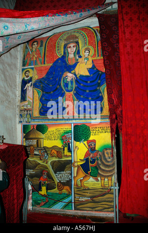 Iy7806 Painet Ethiopie 17e -19e siècle peintures murales nouveau style de Gondar vieille église Saint Mary sion 2004 pays photo axum Banque D'Images