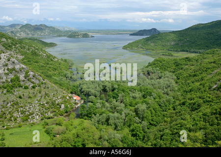 Vue de le lac de Skadar le plus grand lac d'eau douce de l'Europe, le parc national du lac de Skadar au Monténégro Banque D'Images