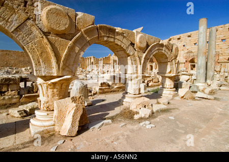 Nouveau forum à Leptis Magna Banque D'Images