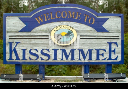 Bienvenue à Kissimmee signe, Kissimmee, Orlando, Floride, USA Banque D'Images