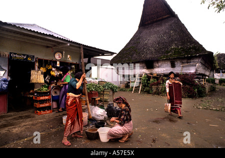 Ajijulu Batak long House Karo Batak Ajijulu Batak, tribus Batak, lac Toba, Sumatra, Indonésie Banque D'Images