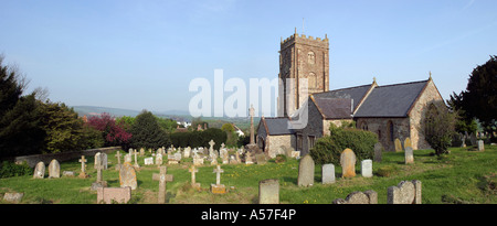 Vieille église Somerset Cleeve panoramique Banque D'Images