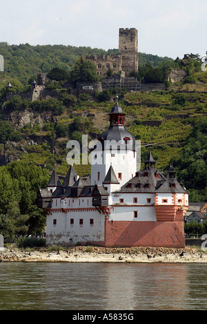 L'Pfalzgrafenstein sur une île sur le Rhin près de Kaub, Rhénanie-Palatinat, Allemagne Banque D'Images
