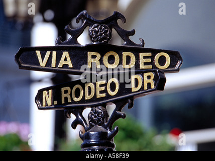 Beverly Hills, Rodeo Drive Sign Banque D'Images