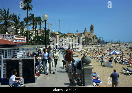 Espagnol Espagne Sitges Beach les plages de la côte de la mer Banque D'Images