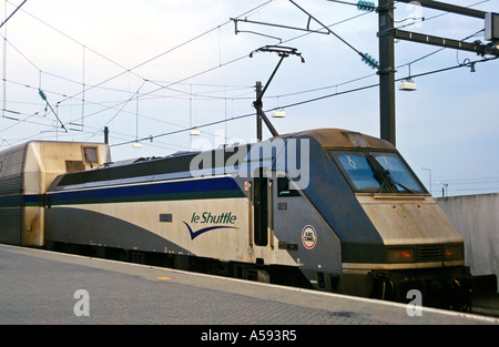 Le train navette Eurotunnel Angleterre UK Banque D'Images