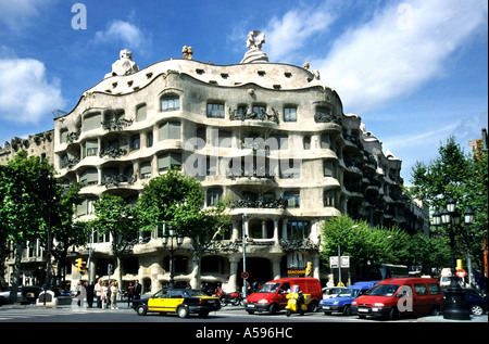 La Pedrera Casa Mila Barcelone Espagne, Anton, Gaudi, Taxi Banque D'Images