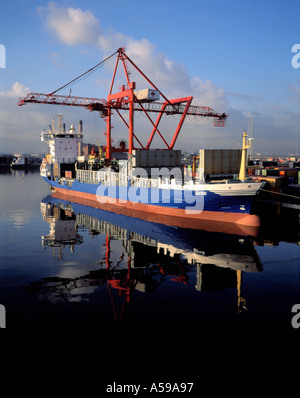 Chargement de conteneurs à docks de Dublin, Dublin, Irlande (Irlande). Banque D'Images