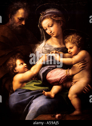 Madonna Maria Rafael de Urbino La Sagrada Familia de la Rosa Espagnol Espagne Banque D'Images