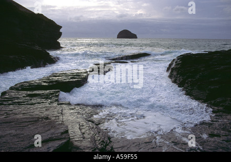 Près de Trebarwith Strand Tintagel Cornwall Angleterre Banque D'Images