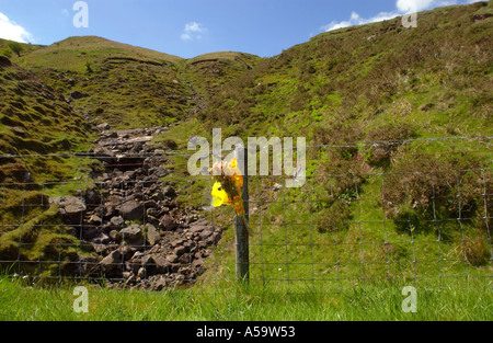 Mémorial de la route sur les lieux d'un accident mortel sur l'A470 entre Merthyr Tydfil et Brecon à Story Arms Banque D'Images