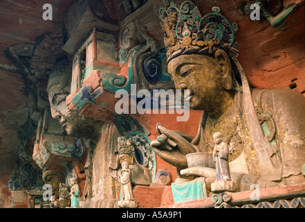 Sculptures rupestre bouddhique à Dazu- Province du Sichuan Chine n1 Banque D'Images