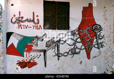 Le graffiti à l'intérieur du camp de réfugiés de Chatila, à Beyrouth, Liban Banque D'Images