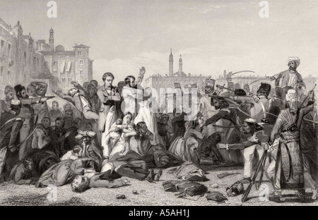 Massacre de Cawnpore, 1857. De l'Histoire de la Mutiny indienne publié 1858 Banque D'Images