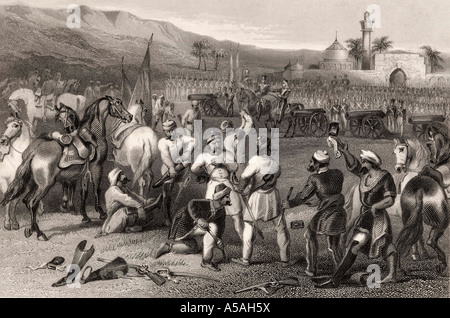 Désarmement de la 11ème cavalerie irrégulière à Berhampore, 1857. De l'Histoire de la Mutiny indienne, publié en 1858. Banque D'Images