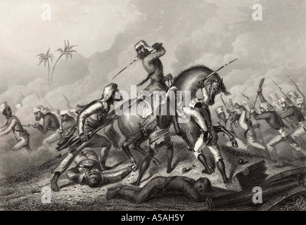 La colonne de Havelock attaquant les mutinés avant Cawnpoor pendant la mutinerie indienne. Banque D'Images