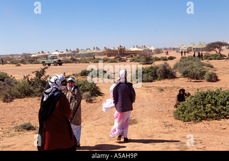 Les femmes sahraouies dans un camp de réfugiés de Tindouf en Algérie de l'Ouest Banque D'Images