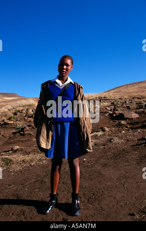 Teenage schoolgirl, Lesotho, Afrique Banque D'Images