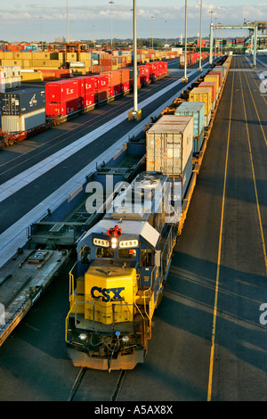 Parc à conteneurs de transport Train, NJ Banque D'Images