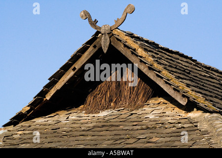 Détails sur une minorité ethnique Hani Maison Gelanghe en bois Akha Chine Xishuangbanna Banque D'Images